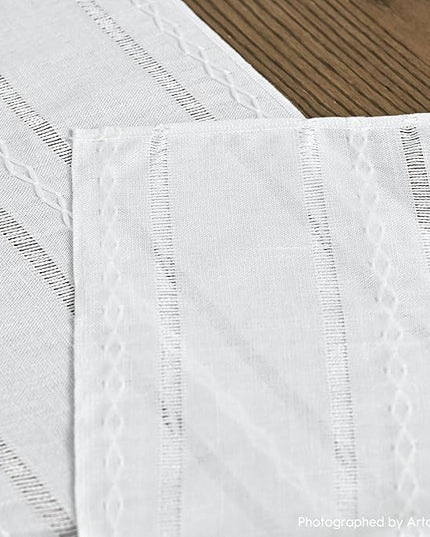 Artoid Mode Rustic Cotton Linen Table Runner, Seasonal Embroidered Hollow Kitchen Dining Table Decoration for Home Party Decor 13x108 Inch