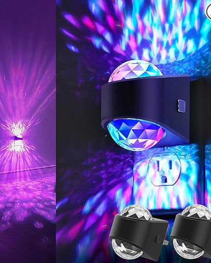 Night Lights Plug into Wall, Star Projector for Bedroom [2 Pack] Night Light Projector for Kids, 9-Color RGB Galaxy Nightlight with Dusk to Dawn Sensor for Bathroom, Home Gaming Room Decor Gifts
