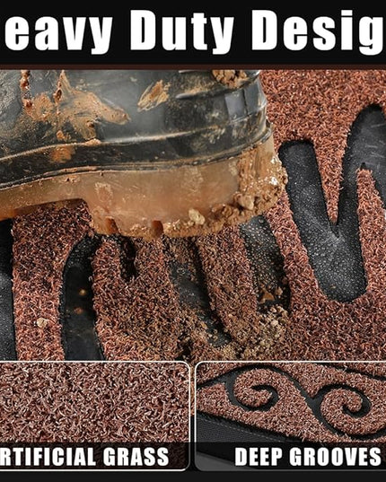 Yimobra Welcome Mat, Heavy Duty Sturdy Door Mats for Home Entrance Outdoor Indoor, Front Doormat for Outside Patio Floor Entry Porch Garage Office, Waterproof, Low Profile, 47 x 24, Maroon