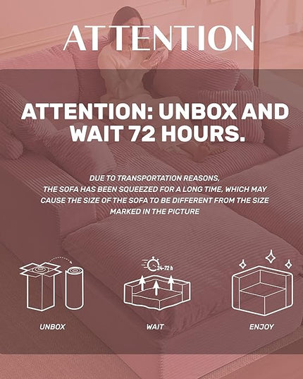 137.8” Sectional Couches for Living Room, Cloud Couch, Modular Sectional Sofa, Convertible Sofas Bed, Deep Seat Sofa, U Shaped Cozy Sofa Furniture Set, Corduroy, Pink