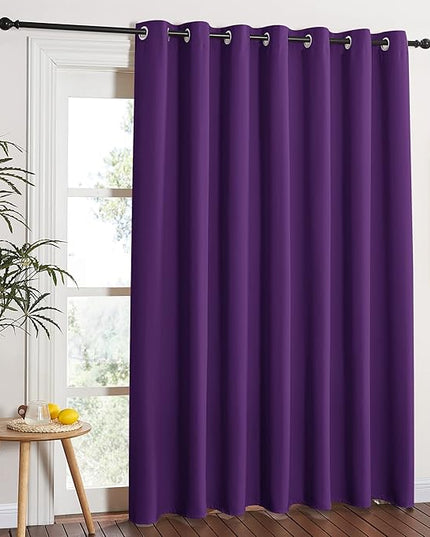 NICETOWN Insulated Sliding Door Curtain - Wide Thermal Blackout Patio Door Curtain Panel, Sliding Door Drapes/Draperies with Grommet Top (Royal Purple, W100 x L84)