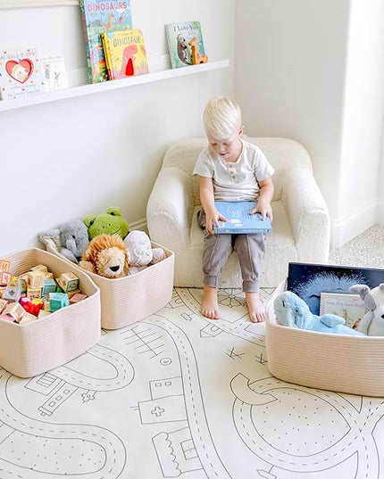 NaturalCozy Storage Baskets 16.8”x13”x7.6” Cotton Rope Woven Baskets for Organizing 3-Pack | Toy Storage Bins | Basket for Shelves, Laundry, Blanket, Clothes, Closet, Kitchen, Bathroom, Gifts