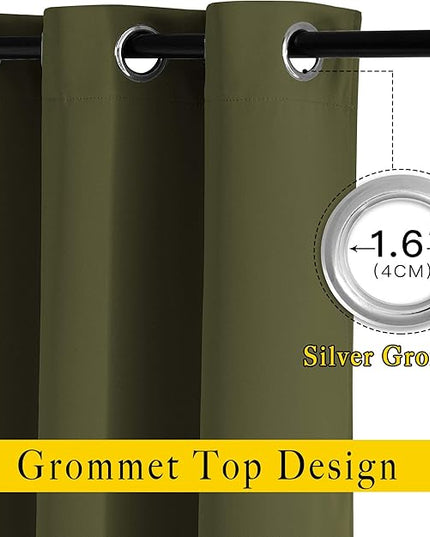 NICETOWN Patio Glass Door Panels - (52 inches Wide x 120 inches Long, Olive Green, 1 Pair) Blackout Curtains for Window Decoration, Privacy Panel Drapes for Dining Room and Guest Room