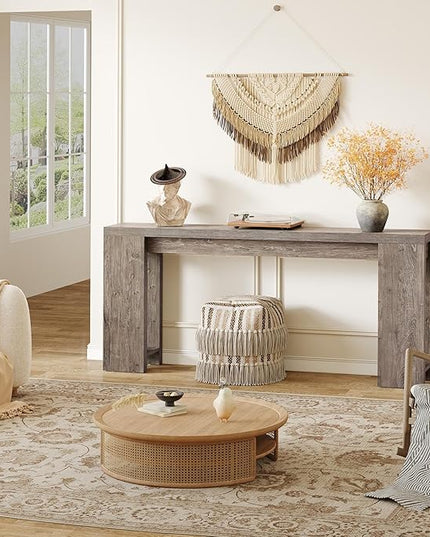 LITTLE TREE 70.9-Inch Long Entryway Table, Farmhouse Sofa Console Table for Living Room, Entryway, Hallway, Grey