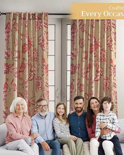 Maison d' Hermine Curtains for Living Room 100% Cotton 84 inch Length One Panel Light Filtering Curtains for Bedroom Windows with Rod and Loop Pockets Drapes (Bowral, 50" W x 84" L)