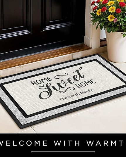My Sign Center Personalized Doormat, Custom Welcome Home Sweet Home Mat Front Door, Indoor/Outdoor Anti Slip Backing, 18x30 Inches, Polyestere Top Made in USA