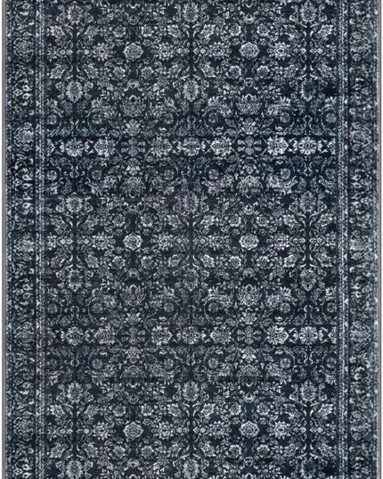 2x8 Washable Runner Rug for Hallways, Black Soft Classic Kitchen Rugs with Non-Slip, Non-Shedding Distressed Floral Carpet for Hallways Entryway Bedroom Bathroom Laundry Indoor