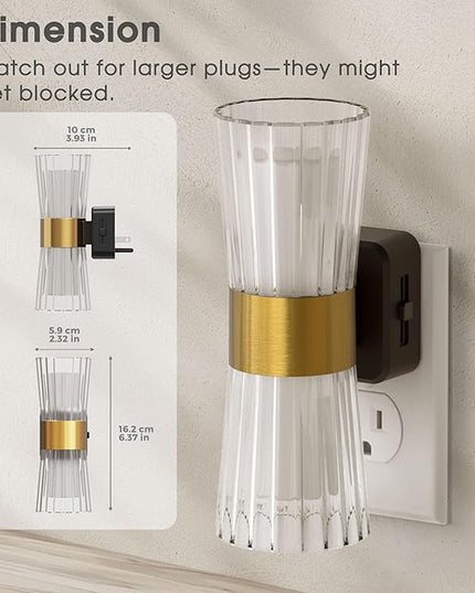 Night Light Plug into Wall, 2 Pack, 320° Rotation Night Light with Dusk to Dawn Light Sensor, Soft White 3000K, 0-100LM Adjustable Brightness, Unique Elegant Design for Use in Bedroom, Hallways