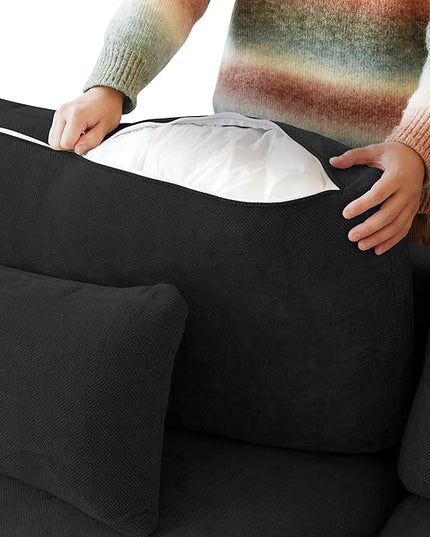 Modular Sectional Sofa Couch, 119.29" V Shaped Modular Couch with Storage Ottoman, Down Filled Convertible Sofa for Living Room, 6 Seat Wide Couches,Cushion Covers Removable,Black