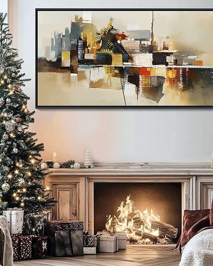 Yellow Abstract Wall Art for Living Room - Modern Wall Art - Framed Large Wall Decor - Canvas Pictures for Bedroom, Office, Above Bed - Contemporary Artwork for Home Decor 20×40IN