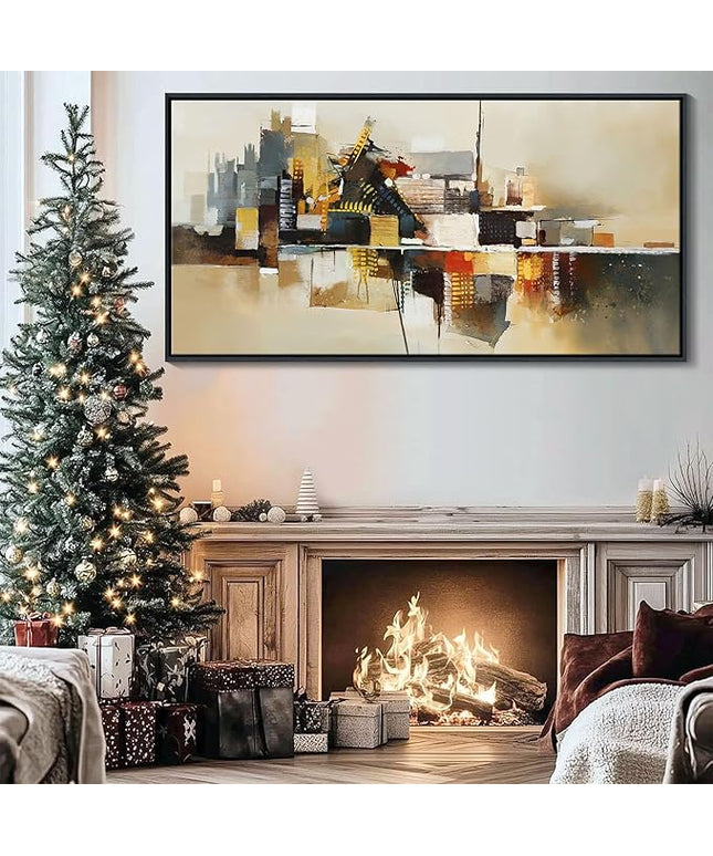 Yellow Abstract Wall Art for Living Room - Modern Wall Art - Framed Large Wall Decor - Canvas Pictures for Bedroom, Office, Above Bed - Contemporary Artwork for Home Decor 20×40IN