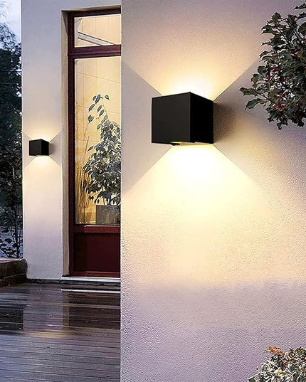 4 Pack Square Exterior Light Exterior/Interior.4.33''Square Modern Wall Sconce Fixture.Up and Down Lights Adjustable 0-120° Beam Angle IP65 Outdoor Waterproof Lights, 15W Warm Light 3000K Light.
