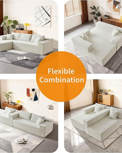 103.54'' Sectional Sofa, Raindrop Velvet Fabric L Shaped Sofa, 4 Seat Modern L Shape Couch with 2 Pillows Right Hand Lounge for Living Room, Office