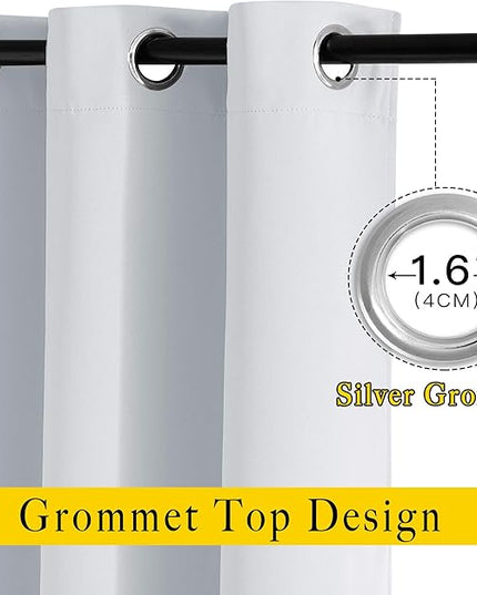 NICETOWN Room Darkening Curtains for Living Room - Easy Care Solid Thermal Insulated Grommet Curtains/Panels/Drapes for Bedroom (2 Panels, 66 by 84, Greyish White)