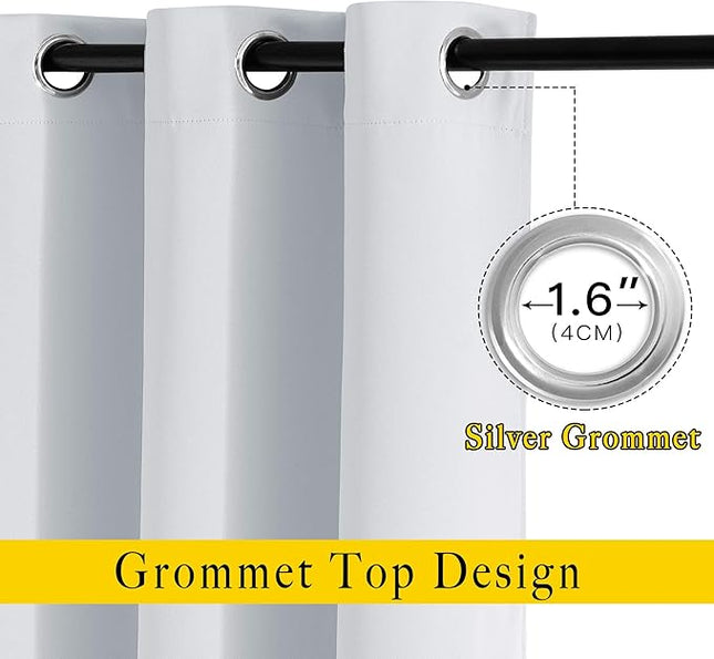 NICETOWN Room Darkening Curtain Panels - Window Treatment Thermal Insulated Grommet Light Blocking Curtains Drapes for Bedroom/Home Office (2 Panels, 46 by 54, Greyish White)