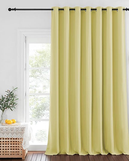 NICETOWN Paler Yellow Blackout Curtains for Bedroom/Living Room 132 Inch Length - Thermal Insulated Room Darkening Grommet Top Window Curtains (100 by 132 - Inch, 1 Panel)