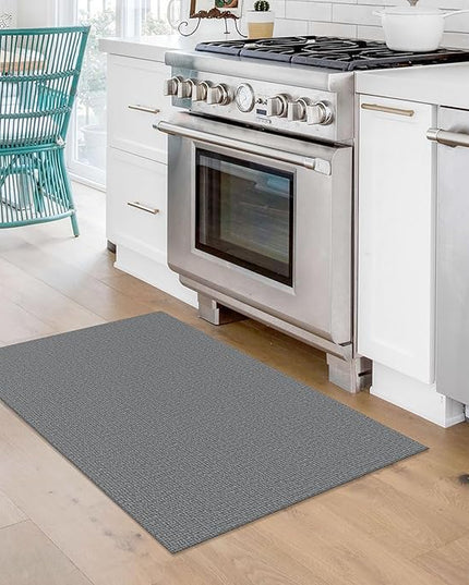 KOZYFLY Washable Area Rug 2x3 Ft Small Entryway Rug Indoor Door Mat Non Slip Front Door Rugs Indoor Braided Cotton Floor Carpet for Front Entrance Bathroom Kitchen Foyer, Grey