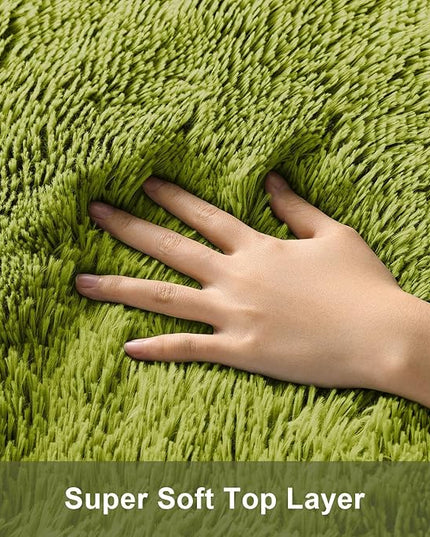 Ophanie Round Rug 5Ft Sage Green Circle Area Rug, Green Room Decor, Fluffy Fuzzy Bedroom Carpet, Plush Soft Shaggy Living Room Rugs for Kids Home Decor Aesthetic, Nursery
