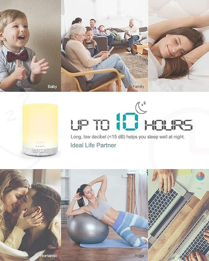 ASAKUKI 300ML Essential Oil Diffuser, Quiet 5-in-1 Premium Humidifier, Home Fragrance Aroma Diffuser with 7 LED Color Changing Light and Auto-Off Switch -White