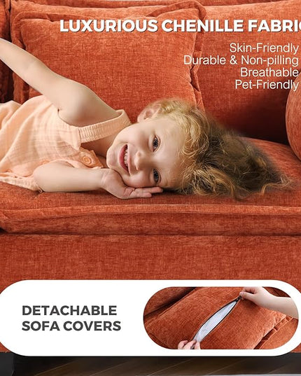 ELUCHANG Oversized 153" Modular Sectional Sofa, Comfy Deep Seat Cloud Couch, Sleeper Sofa Bed, 8 Seat Modern Couch with Removable Cover for Living Room, Apartment, DIY Combination, Chenille Terracotta