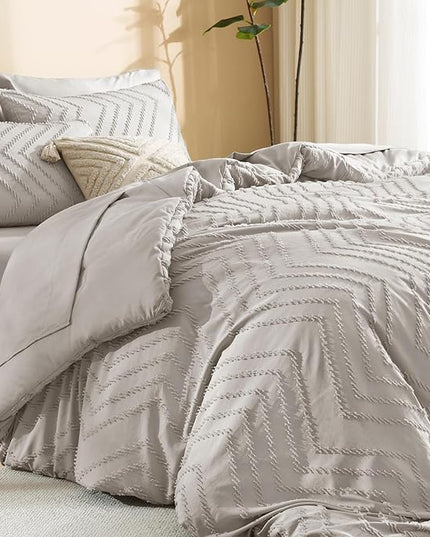 Litanika Linen King Size Comforter Set with Sheets - 7 Pieces Bed in a Bag King Boho Tufted Complete Bedding Sets with Comforter, Sheets, Pillowcases & Shams