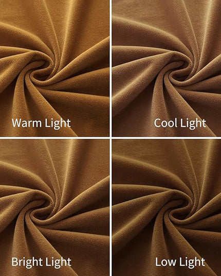 Joydeco Brown Velvet Curtains 72 inch Length 2 Panels, Luxury Blackout Rod Pocket Thermal Insulated Window Curtains, Super Soft Room Darkening Drapes for Living Dining Room Bedroom,W52 x L72 inches