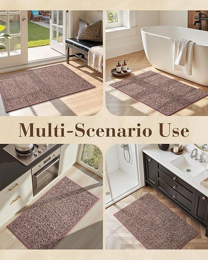 MontVoo Door Mat Indoor Entrance Doormat, Absorbent Durable Rubber Non Slip Front Door Mat for Inside Entry Entryway Dirt Trapper Welcome Mat, Red 32''x48''