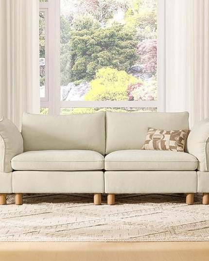 CHITA 92" Super Large Sectional Couches for Living Room, Modular Cloud Couch Sectional Sofa, Premium Fabric Couches, Down Filled, High Density Foam, Chenille in Cream, 2 Seater Loveseat