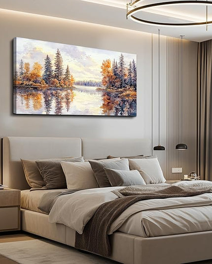 PHAOHUAXM Abstract Ink Landscape Painting Wall Art Painting Modern Canvas Print Natural Landscape Art Pictures Living Room Dining Room Wall Decor Bedroom Office Home Decoration Aesthetics 20x40 In