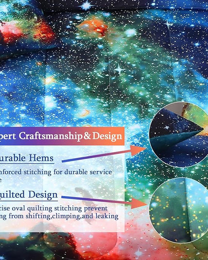JQinHome Twin Galaxy Comforter Sets 6 Piece Bed in A Bag, Outer Space Themed Bedding for Children Boy Girl Teen Kids,1 Comforter, 1 Flat Sheet, 1 Fitted Sheet, 2 Pillowshams, 1 Cushion Cover(Blue)