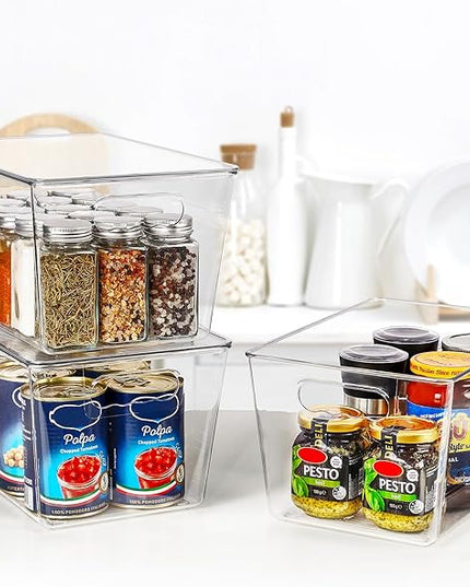 Vtopmart 8 Pack Clear Stackable Storage Bins with Lids, Large Plastic Containers with Handle for Pantry Organization and Storage,Perfect for Kitchen, Fridge, Cabinet, Bathroom Organizer