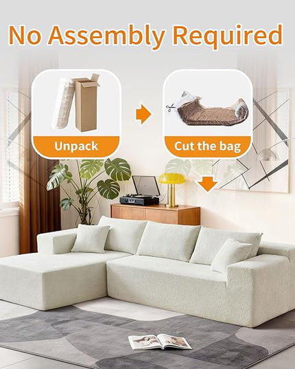 103.54'' Sectional Sofa, Raindrop Velvet Fabric L Shaped Sofa, 4 Seat Modern L Shape Couch with 2 Pillows Right Hand Lounge for Living Room, Office