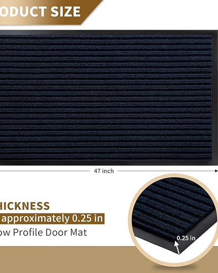 Yimobra Front Door Mat Outdoor Indoor Entrance, 100% Waterproof All-Season All Weather Doormat, Welcome Matt Outside Entry, Non Slip, Low Profile, Heavy Duty Patio Porch Floor Mats,47 x 32,Navy Blue