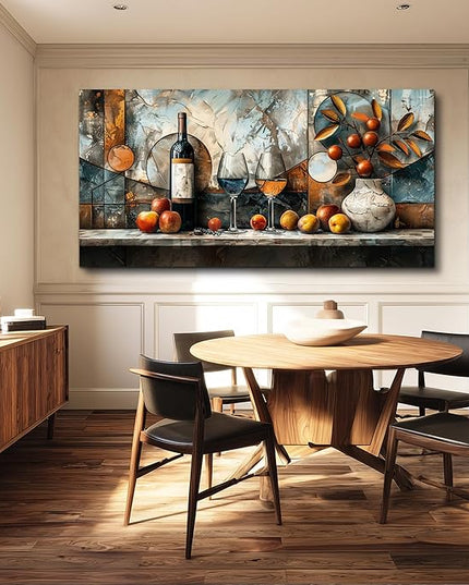XIGUANGART Large Canvas Wall Art For Dining Room Wall Decor For Kitchen Wine Bottle Painting Still Life Abstract Picture Artwork Pub Bar Living Room Wall Mural Posters Home Decorations Ready To Hang
