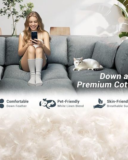 Modular Sectional Sofa Cloud Couch,Down Filled Comfy Cloud Modern Sofa,3 Seater Oversized Couch Cushion Covers Removable for Living Room,Light Blue