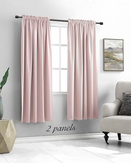 DONREN Blush Pink Curtains 72 Inch Length - 2 Panels Room Darkening Curtain Drapes for Bedroom Girls - Baby Pink Rod Pocket Thermal Insulated for Baby Nursery W 52" x L 72"