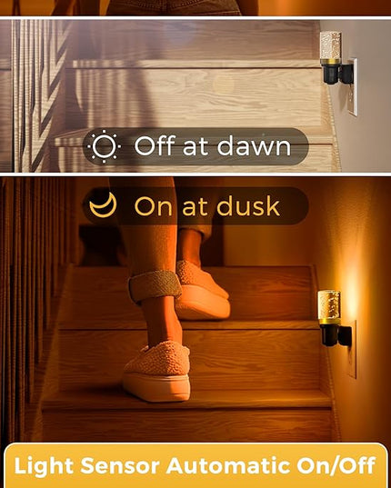 L LOHAS LED Night Light, Dimmable Night Lights Plug into Wall, 2 Pack Automatic Night Lights with Auto Light Sensor, Adjustable Brightness 1800K Amber LED Night Light, for Bedroom Hallway Home