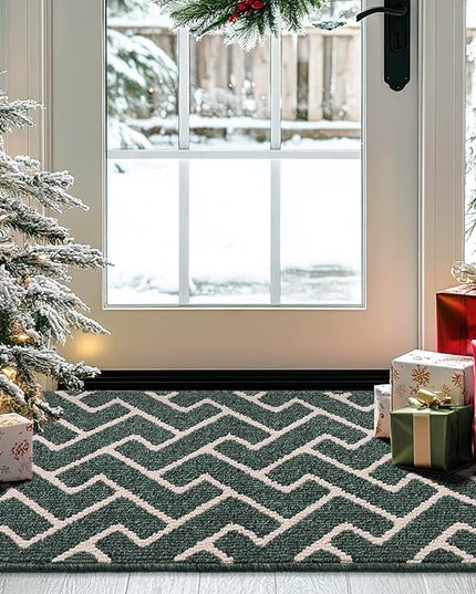 hicorfe Indoor Doormat,Front Back Door Mat Rubber Backing Non Slip Door Mats 20"x31.5" Absorbent Resist Dirt Entrance Doormat Inside Floor Mats for Entryway Washable Low-Profile(Teal)