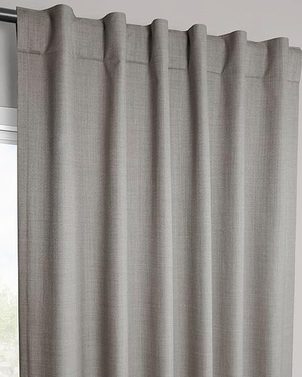HPD Half Price Drapes Vienna Basic Linen 100% Blackout Curtains for Bedroom 84 Inches Long (2 Panels) - Rod Pocket Curtains & Drapes for Living Room & Windows - 50 X 84, Light Steel Grey