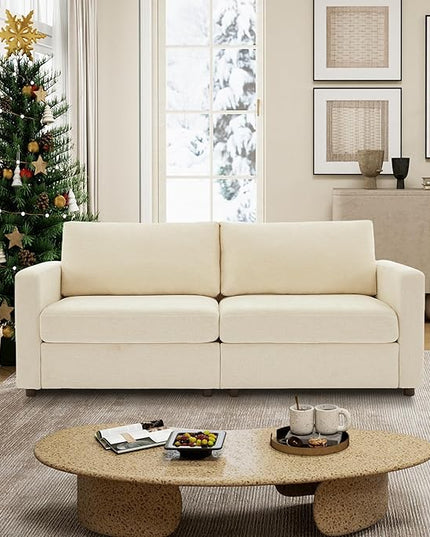 Tbfit Sectional Couch Loveseat, 79" Modern Comfy Sofa with Deep Seat, Removable Cover & Reversible Cushion, Beige