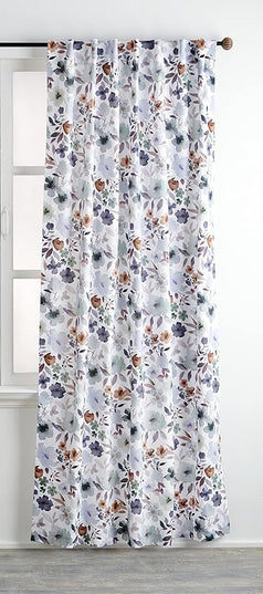 Maison d' Hermine Curtains for Living Room 100% Cotton 84 inch Length One Panel Light Filtering Curtains for Bedroom Windows with Rod and Loop Pockets Drapes (Blossom Flora, 50" W x 84" L)