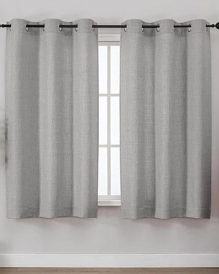 Chyhomenyc Light Grey Curtains 54 Inch Length 2 Panels for Living Room, Light Filtering Faux Linen Textured Solid Window Curtains, Modern Soft Grommet Drapes for Bedroom, 40Wx54L, 2PCS
