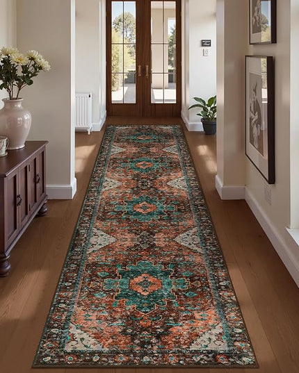 Ciicool Washable Vintage Runner 2' x 10' ft Hallway Rug Carpet, Boho Low Pile Long Non Slip Soft Kitchen Carpet Indoor Oriental Throw Rug