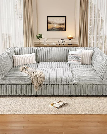 KKL Modular Sectional Sofa Bed, Convertible L/U-Shaped Sleeper Couch for Living Room, Modern Reversible Design, Grey