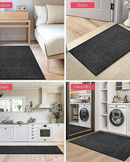 Kuyal Front Door Mat, 3'x10' Indoor Outdoor Entrance Mat, Commercial Floor Mats Inside Outside Entrance, Heavy Duty Durable Welcome, Rubber Backing Non Slip Outdoor Mats for Entryway,Black