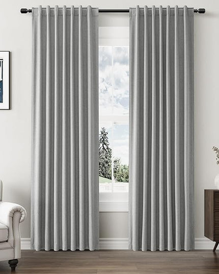 Guken 100% Blackout Linen Curtains 84 Inch Length 2 Panels Set for Living Room Bedroom Back Tab Thermal Insulated Black Out Linen Drapes Room Darkening Window Curtains 84 Inches Long,Dark Grey