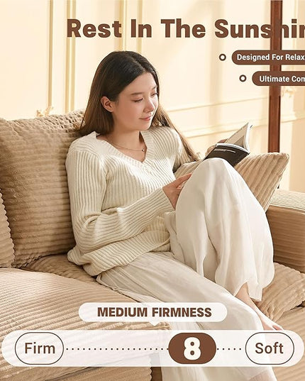 74.8” Cloud Couch, Modular Loveseat Sofa, Convertible Sofas Bed, Deep Seat Sofa, Cozy Sofa for Living Room, Office and Bedroom, L Shaped Cozy Sofa Furniture Set, Corduroy, Camel