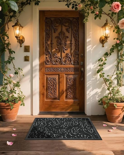 Yimobra Large Door Mat Outside Entrance 36x24, Waterproof Sturdy Outdoor Mats for Front Door, Heavy Duty Non-Slip Doormat for Garage Patio Entryway Indoor, Easy Clean, Black
