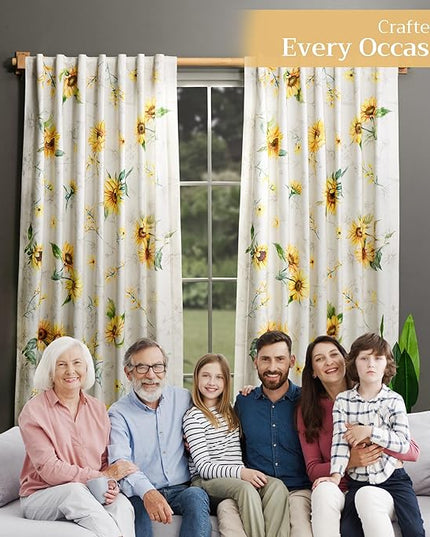 Maison d' Hermine Curtains for Living Room 100% Cotton 124 inch Length Two Panels Light Filtering Curtains for Bedroom Windows with Rod and Loop Pockets Drapes (Candice, 50" W x 124" L)