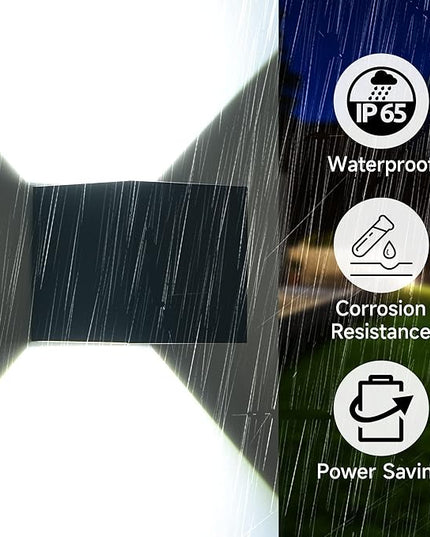 4-Pack LED Outdoor Wall Mount Lights Exterior/Interior, Square Modern Wall Sconce Fixture Set, Up and Down Lights IP65 Outdoor Waterproof Lights, 12W Warm Light 3000K Light Sconce (Matte Black)